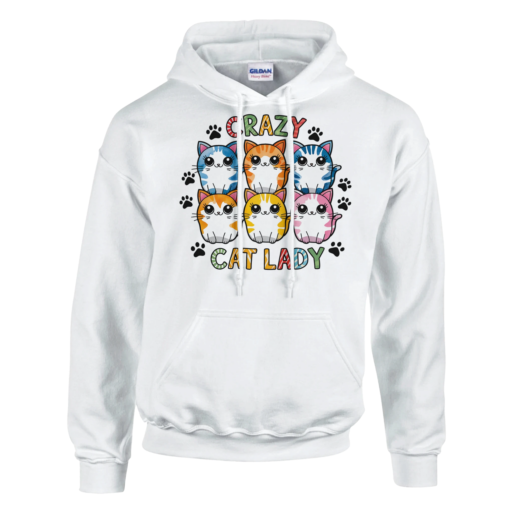 Hoodie - Für die Crazy Cat Lady - Unisex - Kaffee, Cat Lady Weiß