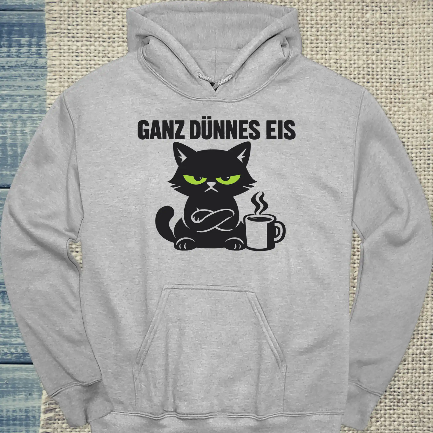 Hoodie - Ganz dünnes Eis - Unisex - Katze & Kaffee Grau
