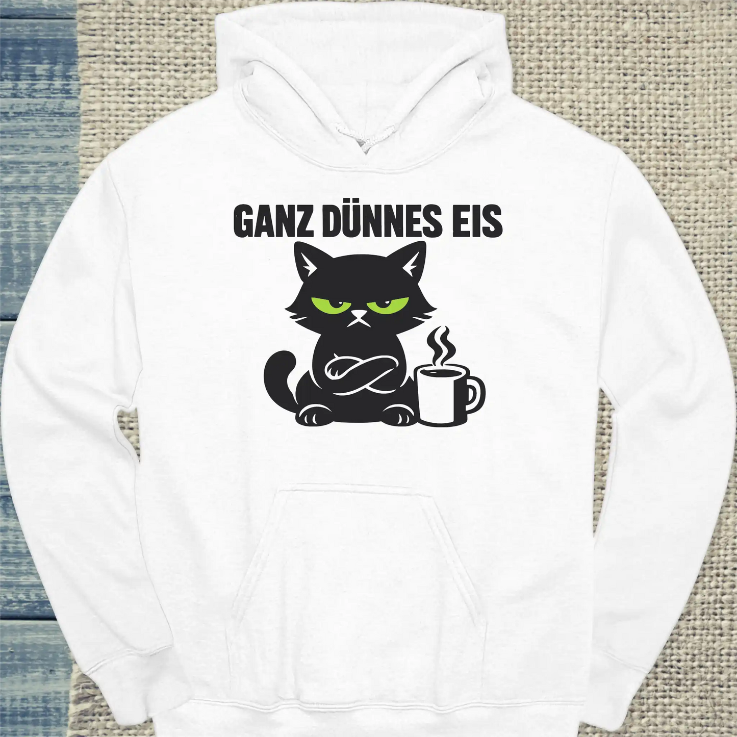 Hoodie - Ganz dünnes Eis - Unisex - Katze & Kaffee Weiß