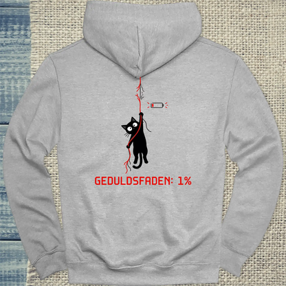 Hoodie - Geduldsfaden: 1% - Rücken - Unisex - Katze, Back Grau