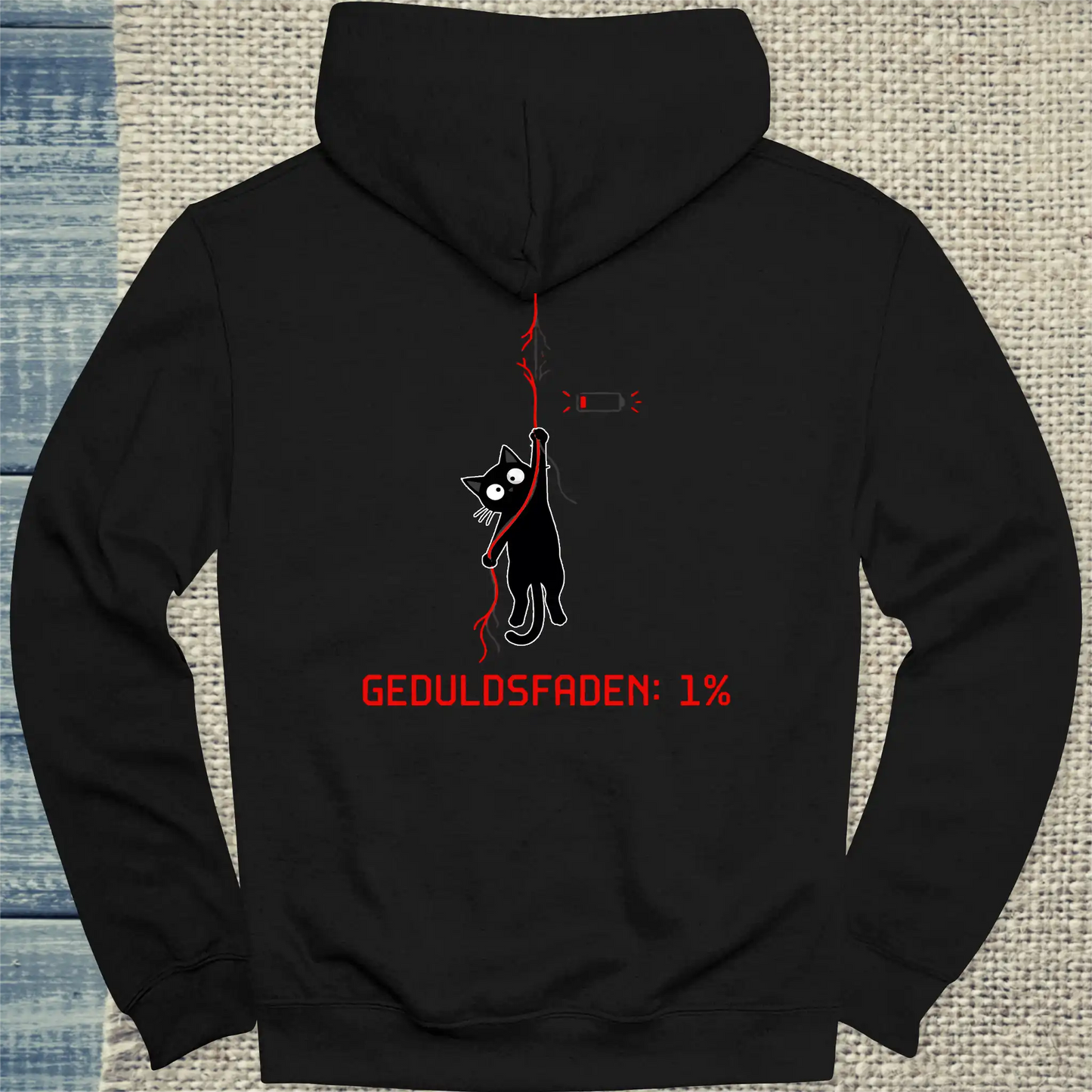 Hoodie - Geduldsfaden: 1% - Rücken - Unisex - Katze, Back Schwarz