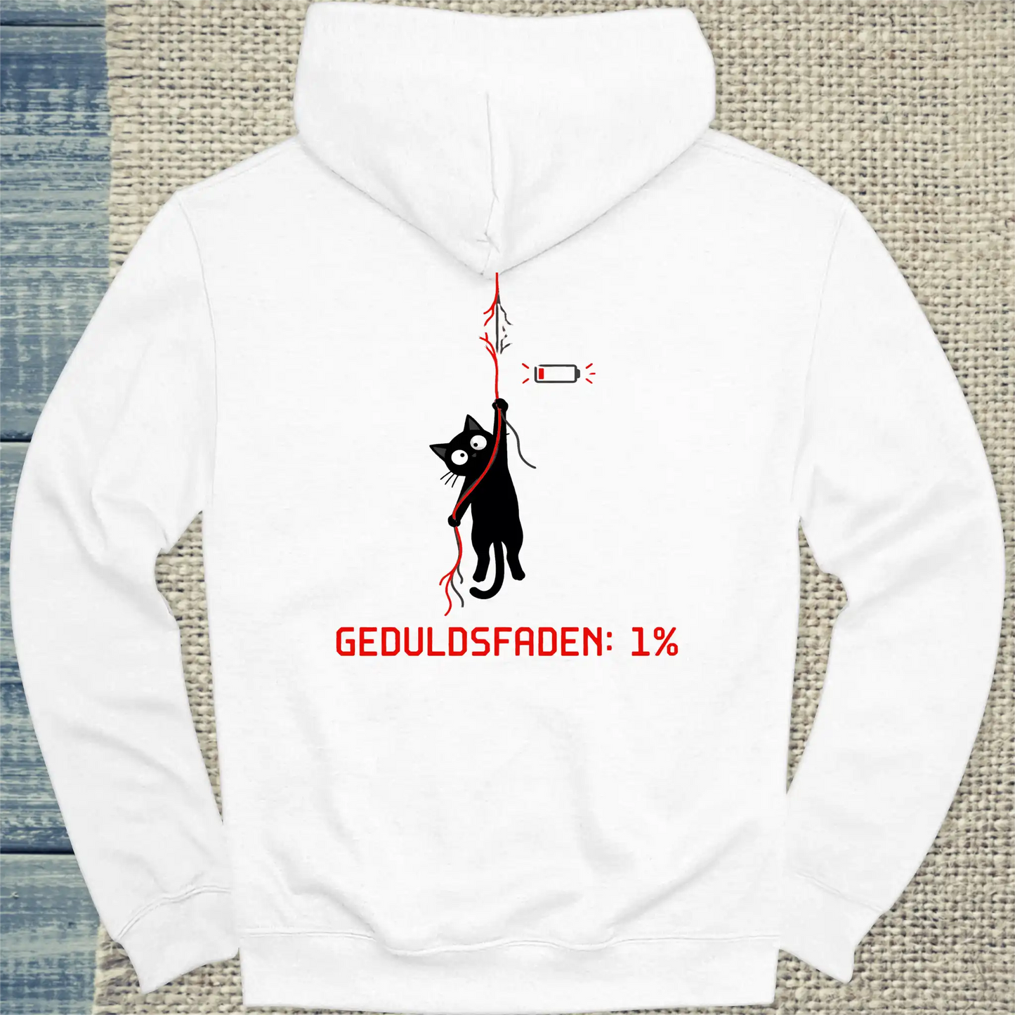 Hoodie - Geduldsfaden: 1% - Rücken - Unisex - Katze, Back Weiß