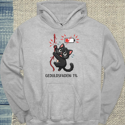 Hoodie - Geduldsfaden ist bei 1% - Unisex - Katze Grau