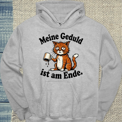 Hoodie - Gedult am Ende - Unisex - Kaffee & Katze Grau