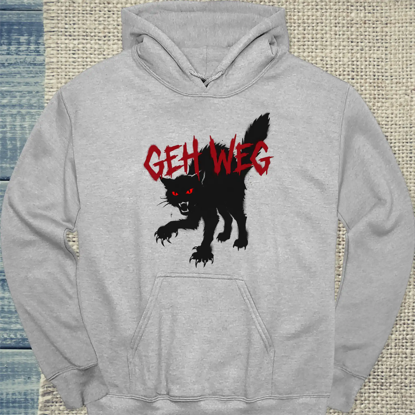 Hoodie - Geh weg - Unisex - Katze Grau