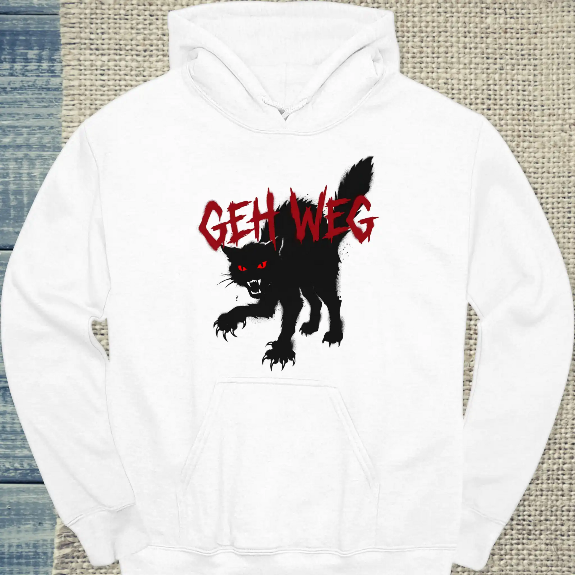 Hoodie - Geh weg - Unisex - Katze Weiß