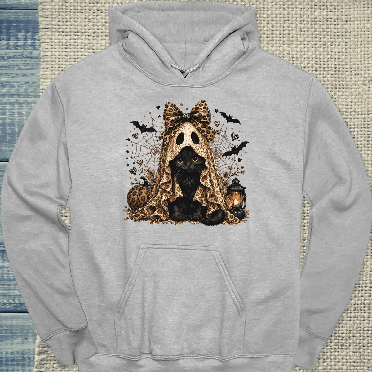 Hoodie - Geisterkatze - Unisex - Katze, Halloween Grau
