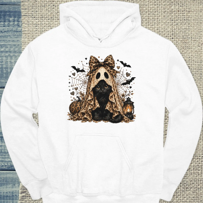 Hoodie - Geisterkatze - Unisex - Katze, Halloween Weiß