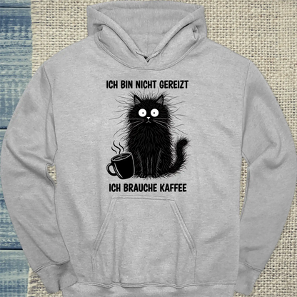 Hoodie - Gereizte Katze - Unisex - Katze & Kaffee Grau