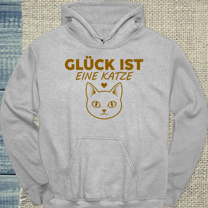 Hoodie - Glück ist - Eine Katze - Unisex - Katze Grau