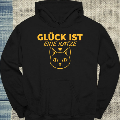 Hoodie - Glück ist - Eine Katze - Unisex - Katze Schwarz