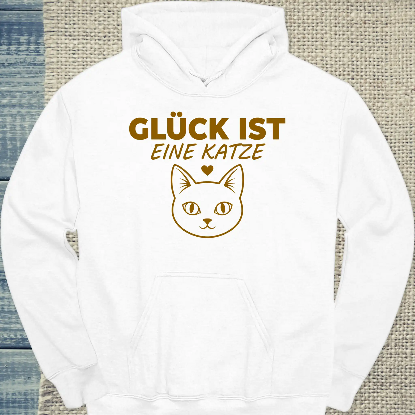 Hoodie - Glück ist - Eine Katze - Unisex - Katze Weiß