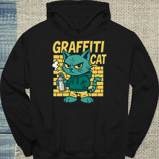 Hoodie - Graffiti Cat - Unisex - Katze Schwarz
