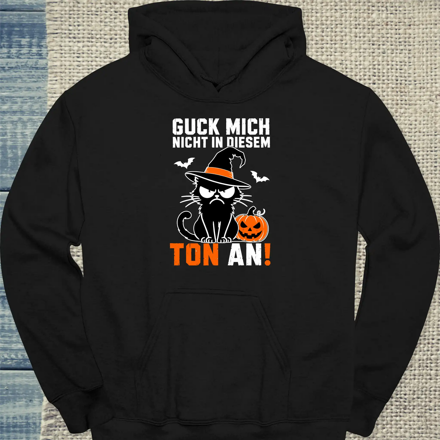 Hoodie - Guck mich nicht - Halloween - Unisex - Katze, Halloween Schwarz