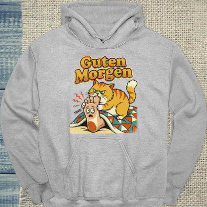 Hoodie - Guten Morgen - Unisex - Katze Grau