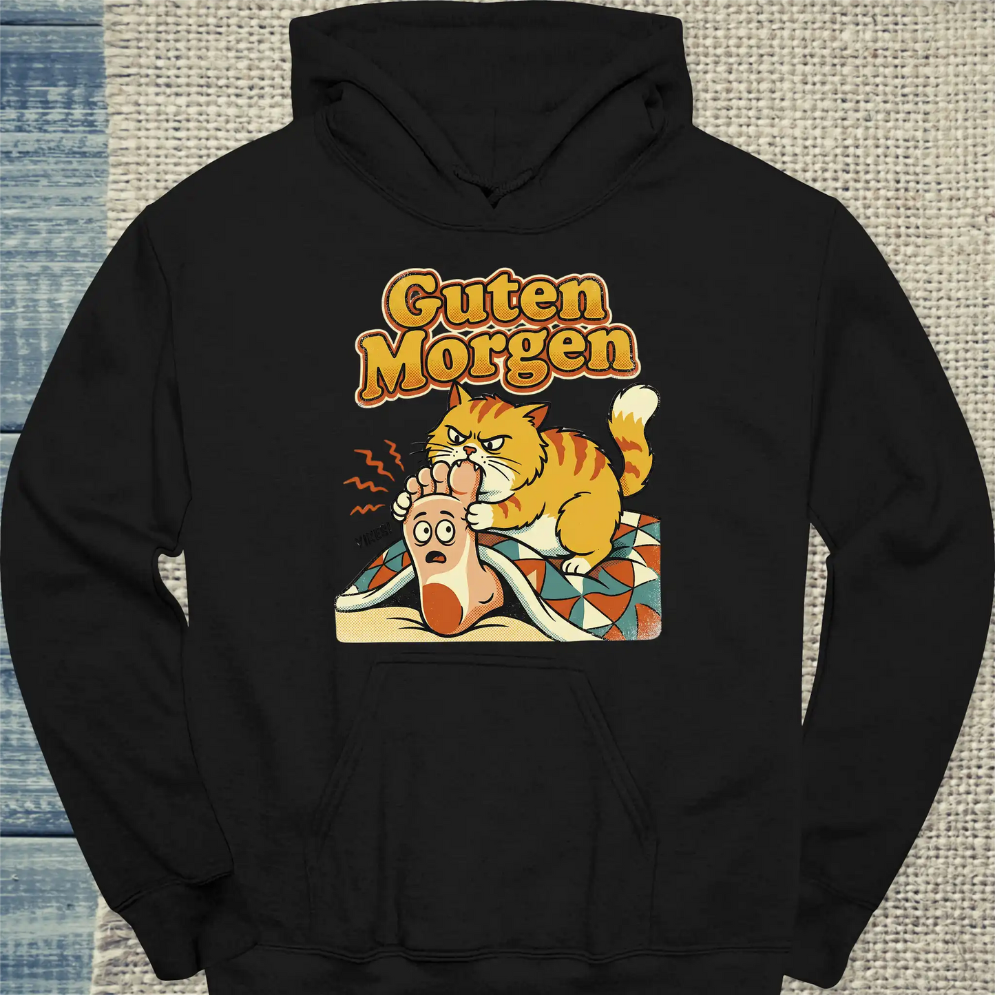 Hoodie - Guten Morgen - Unisex - Katze Schwarz