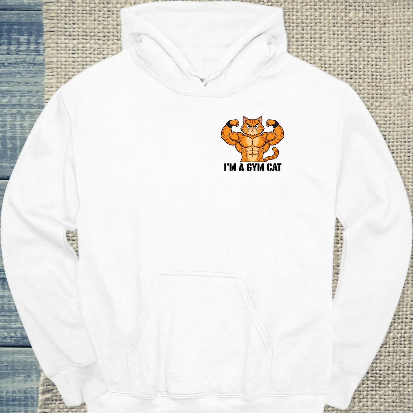 Hoodie - Gym Cat - Unisex - Katze, Cat Guy Weiß