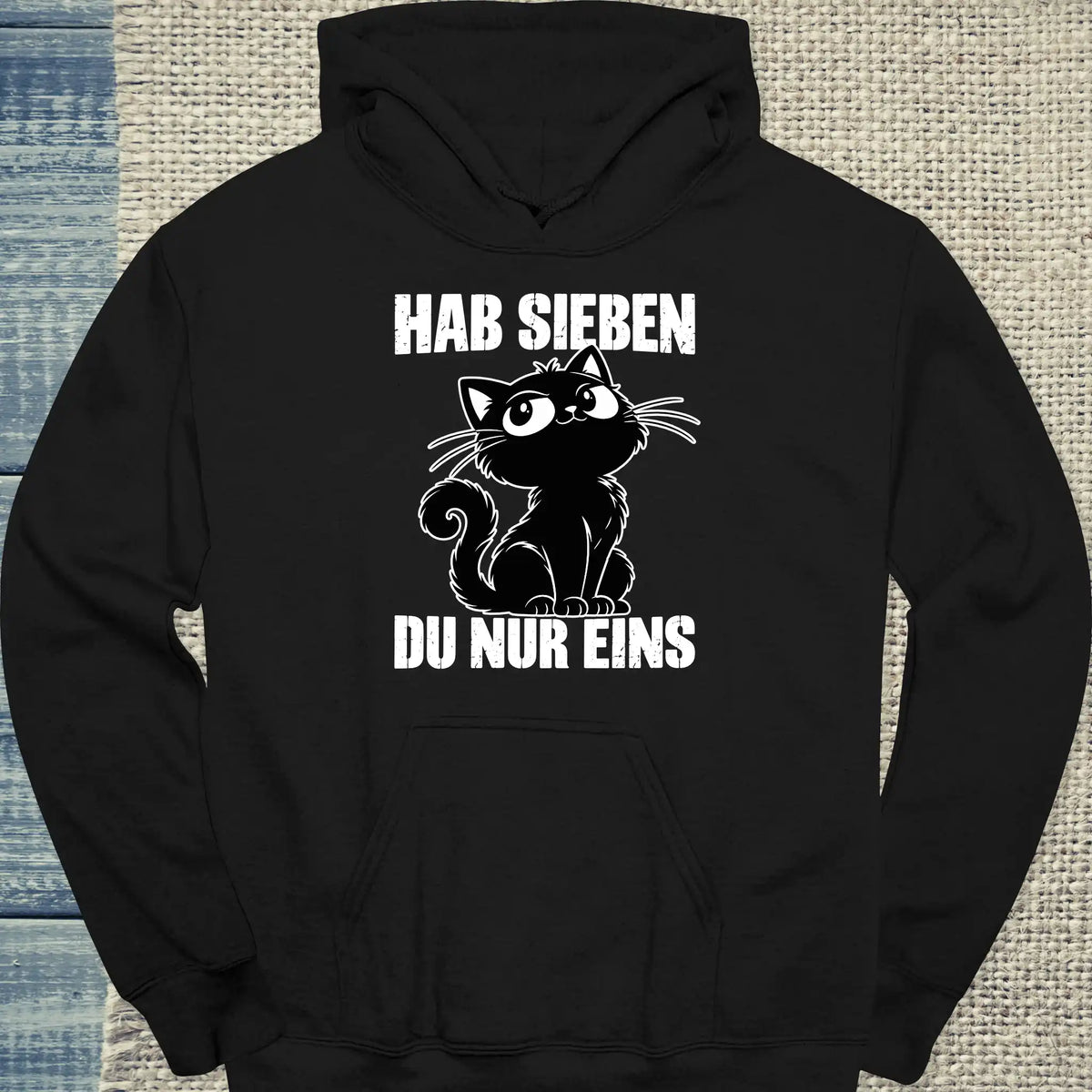 Hoodie - Hab Sieben - Unisex - Katze Schwarz
