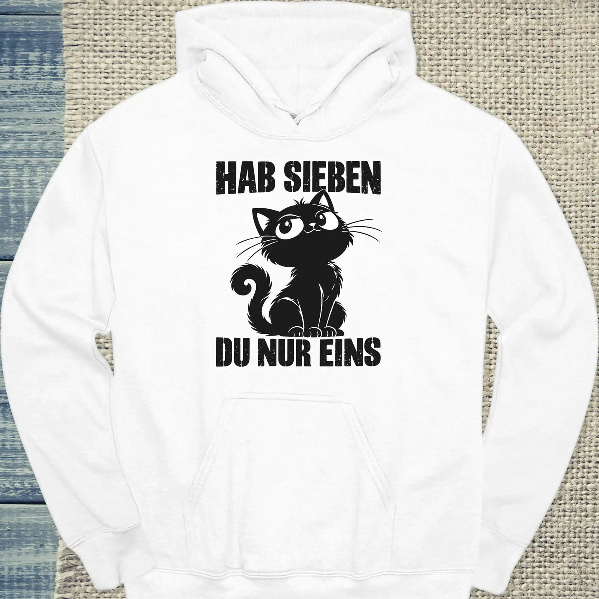 Hoodie - Hab Sieben - Unisex - Katze Weiß