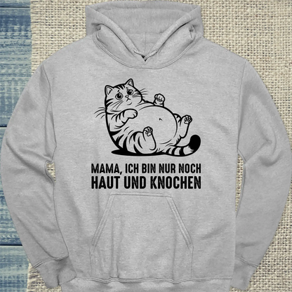 Hoodie - Haut und Knochen - Unisex - Katze Grau