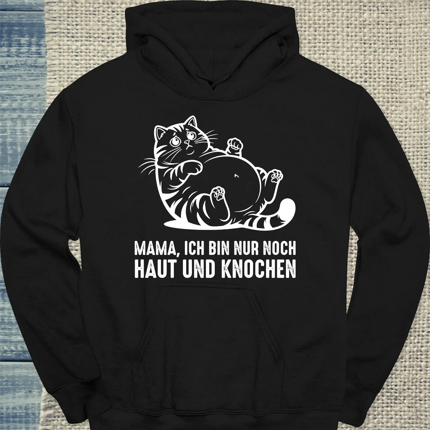 Hoodie - Haut und Knochen - Unisex - Katze Schwarz