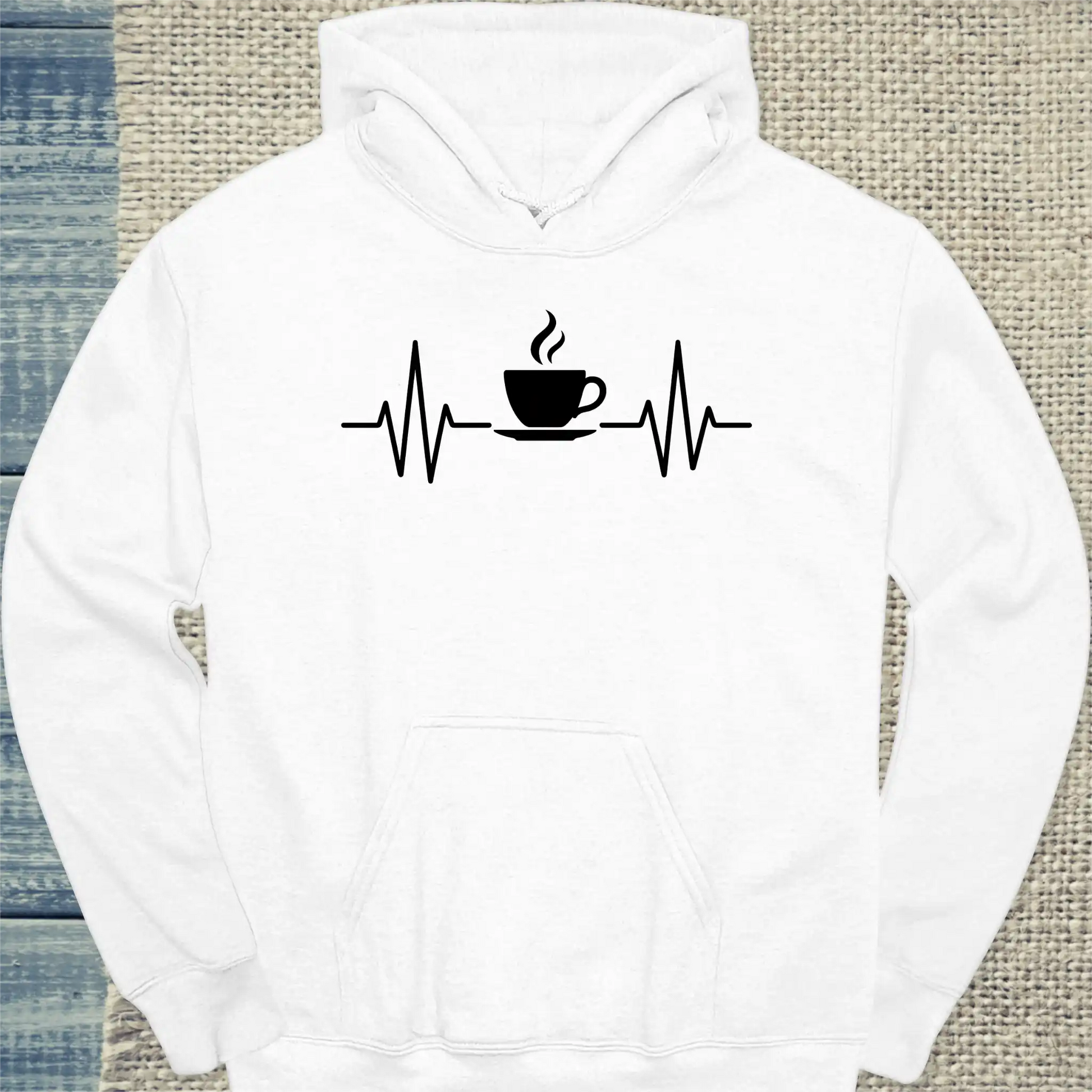 Hoodie - Herzschlag für Kaffee - Unisex - Kaffee Weiß