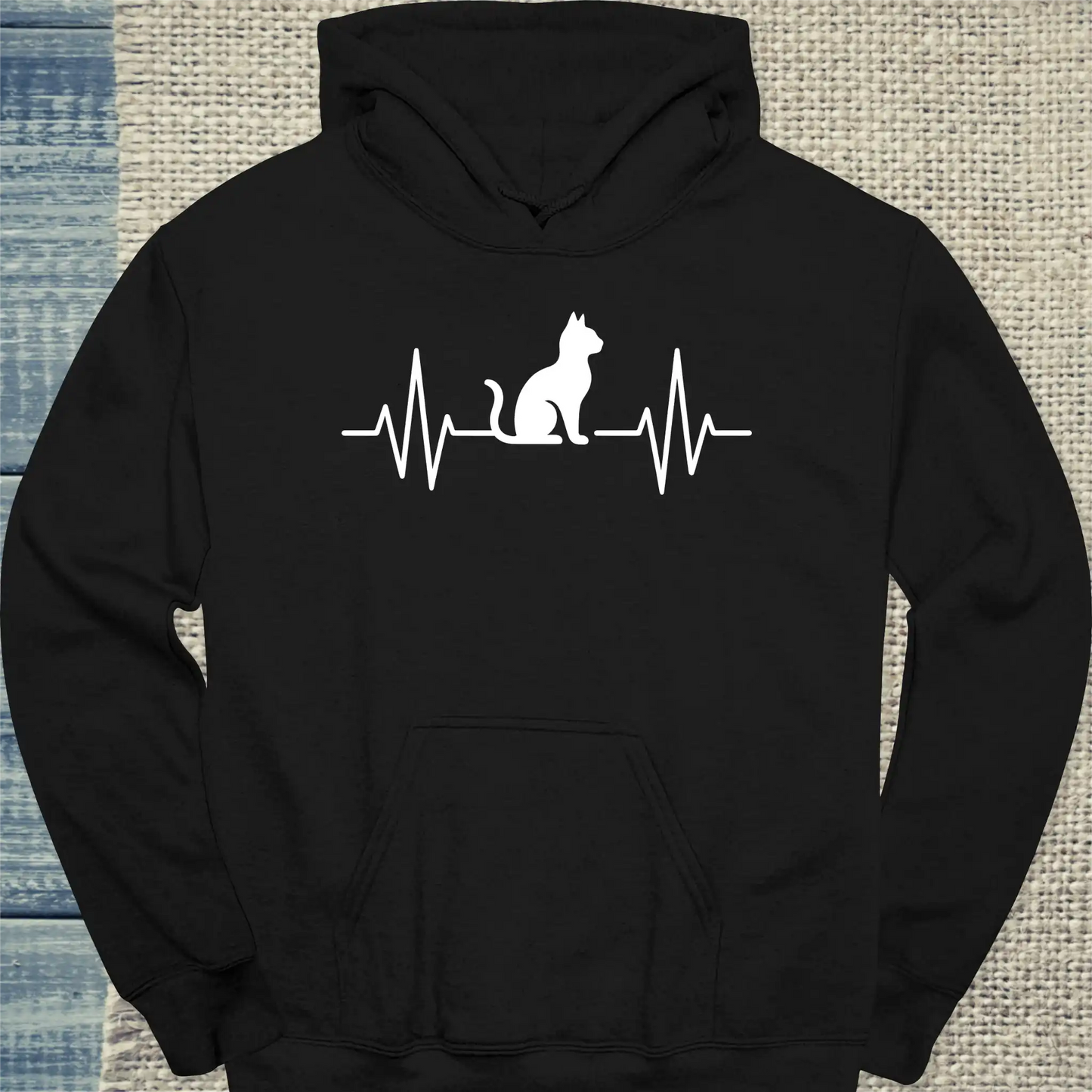Hoodie - Herzschlag für Katzen - Unisex - Katze Schwarz