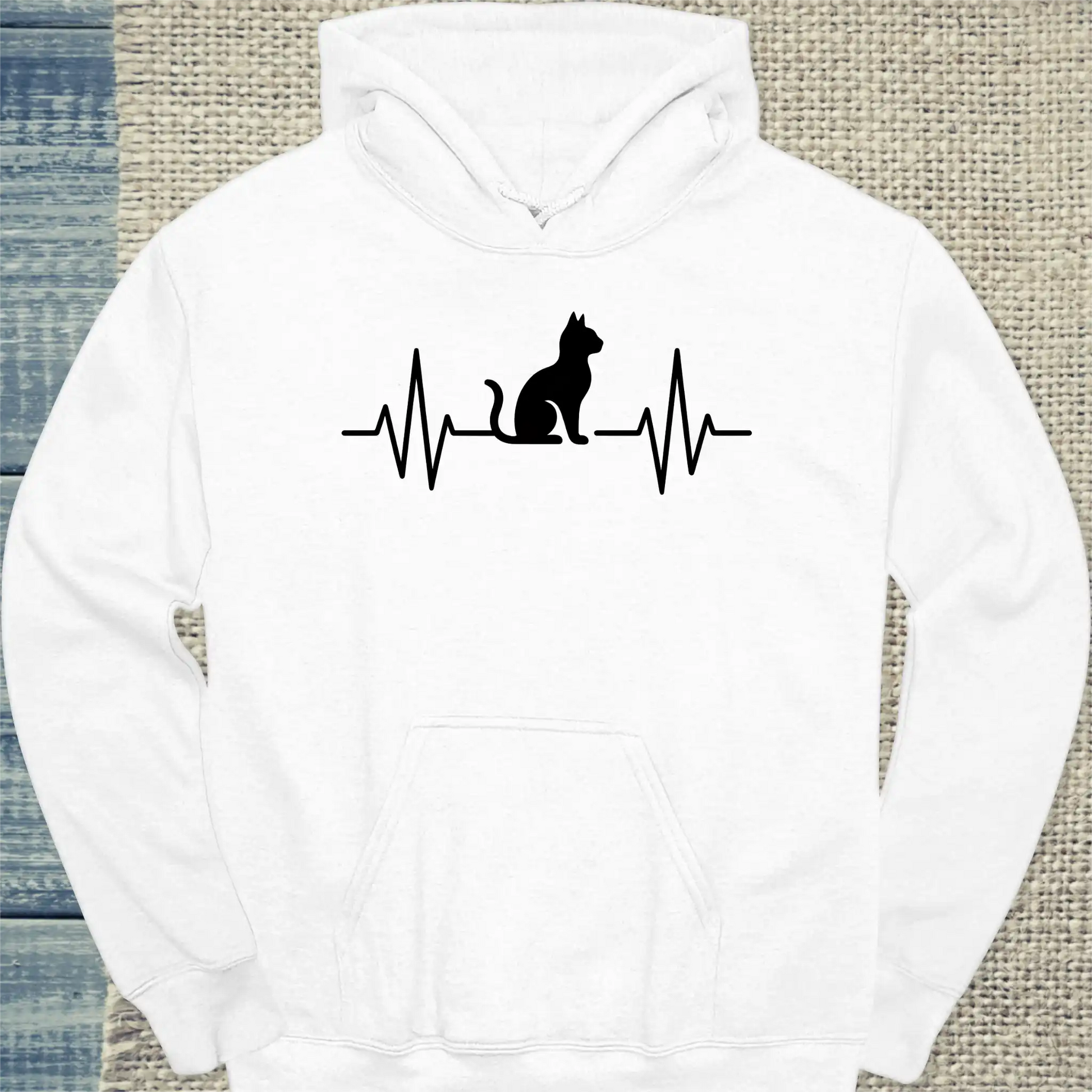 Hoodie - Herzschlag für Katzen - Unisex - Katze Weiß