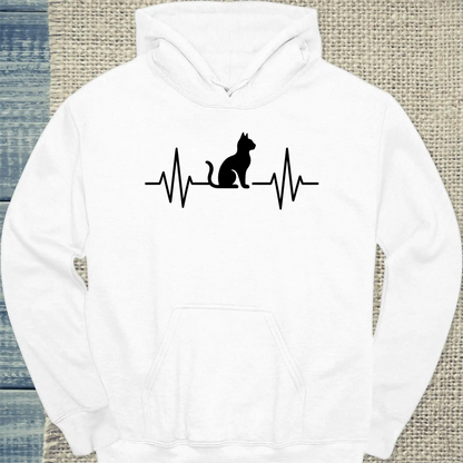 Hoodie - Herzschlag für Katzen - Unisex - Katze Weiß