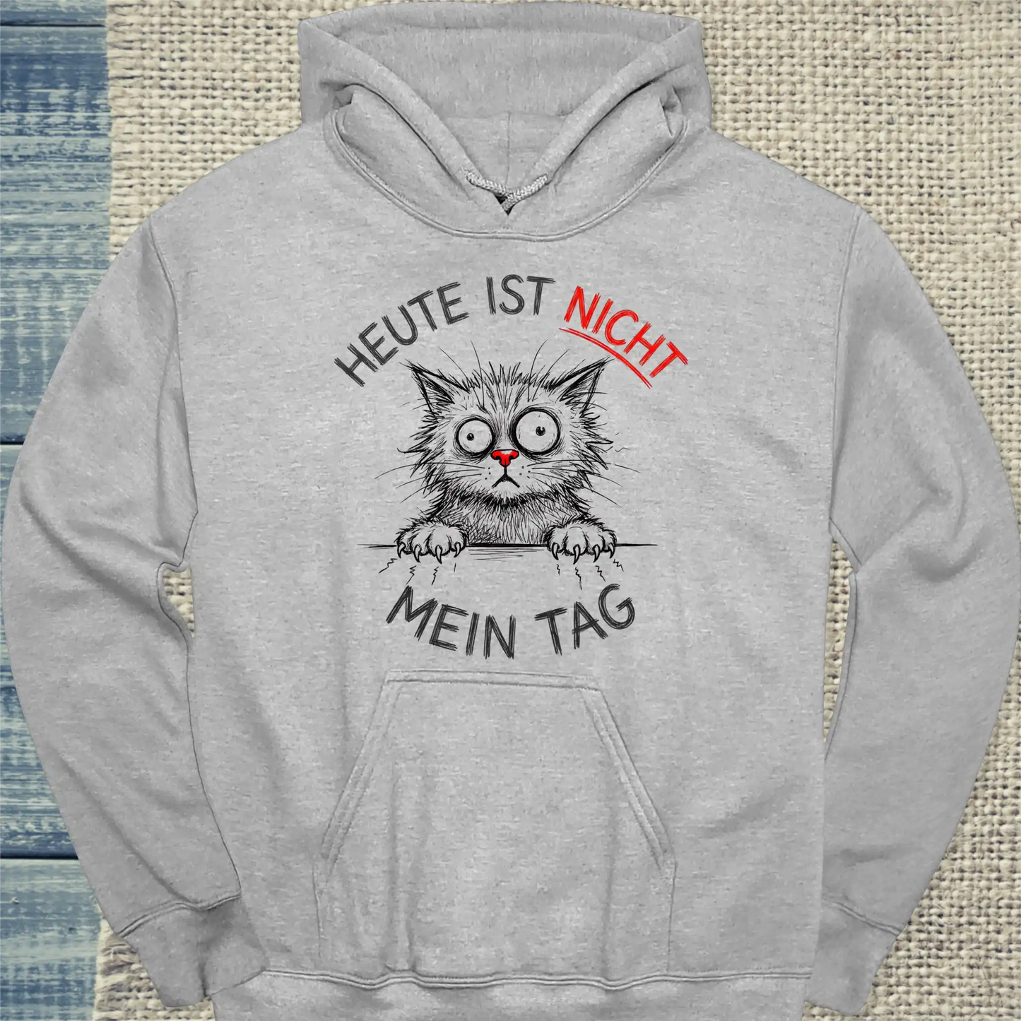 Hoodie - Heute ist nicht mein Tag - Unisex - Katze Grau