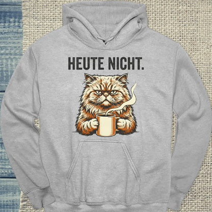 Hoodie - Heute Nicht - Unisex - Katze & Kaffee Grau