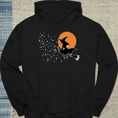 Hoodie - Hexenflug - Unisex - Katze, Halloween Schwarz