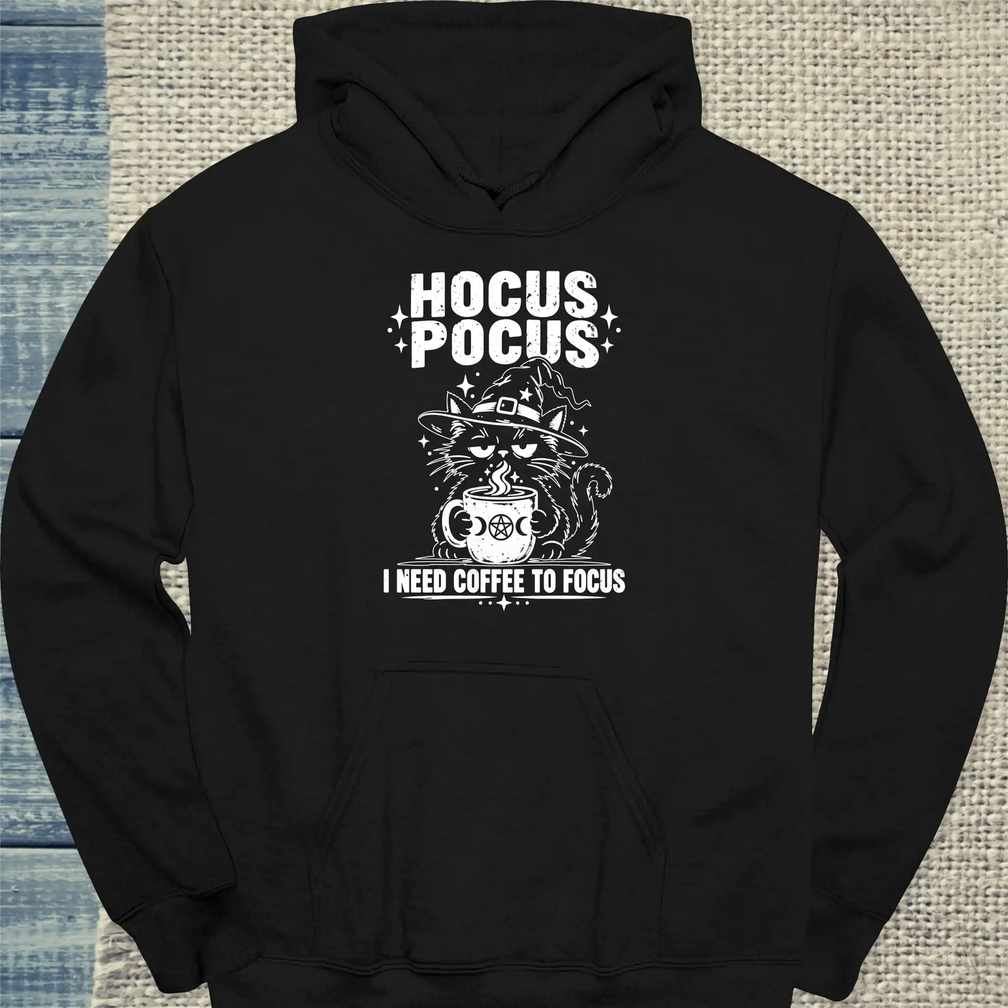 Hoodie - HOCUS POCUS - Unisex - Katze & Kaffee, Halloween Schwarz