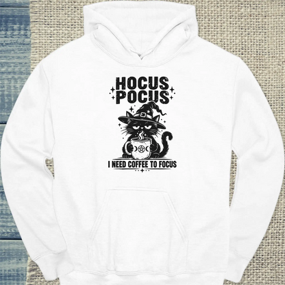 Hoodie - HOCUS POCUS - Unisex - Katze & Kaffee, Halloween Weiß