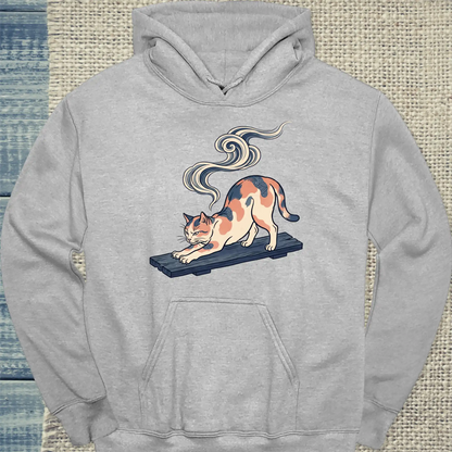 Hoodie - Hokusai at Dawn - Unisex - Katze & Kaffee, Kunst Grau
