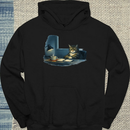 Hoodie - Hopper - Grimmige Katze - Unisex - Katze & Kaffee Schwarz