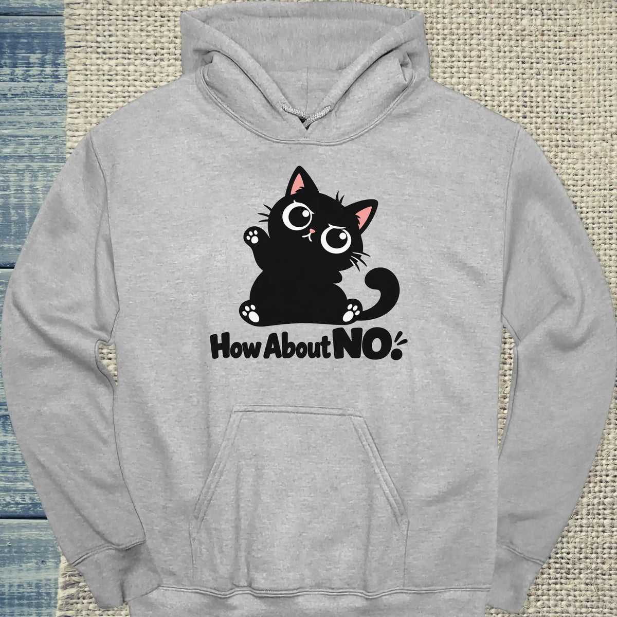 Hoodie - How About NO - Unisex - Katze Grau