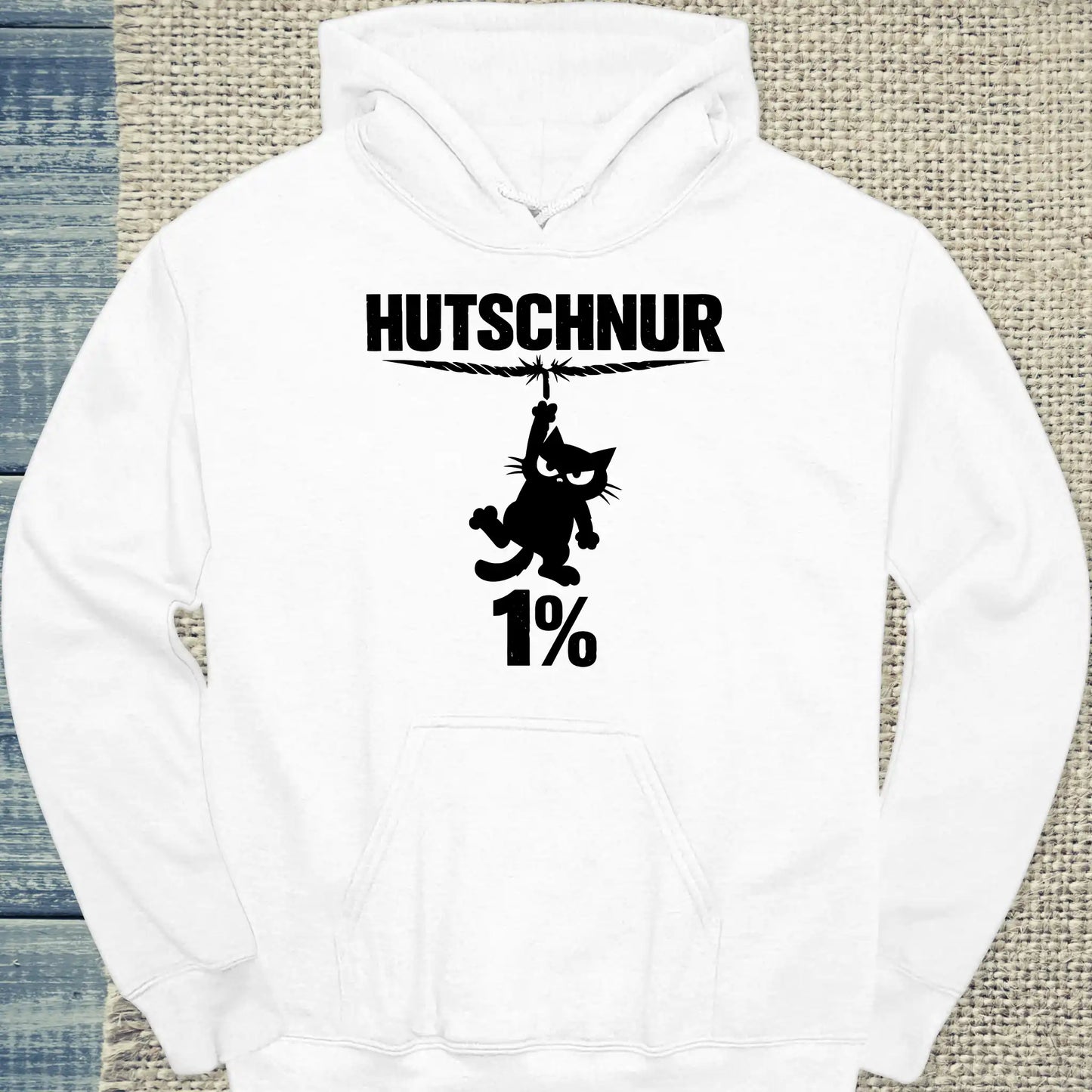 Hoodie - Hutschur 1% - Unisex - Katze Weiß