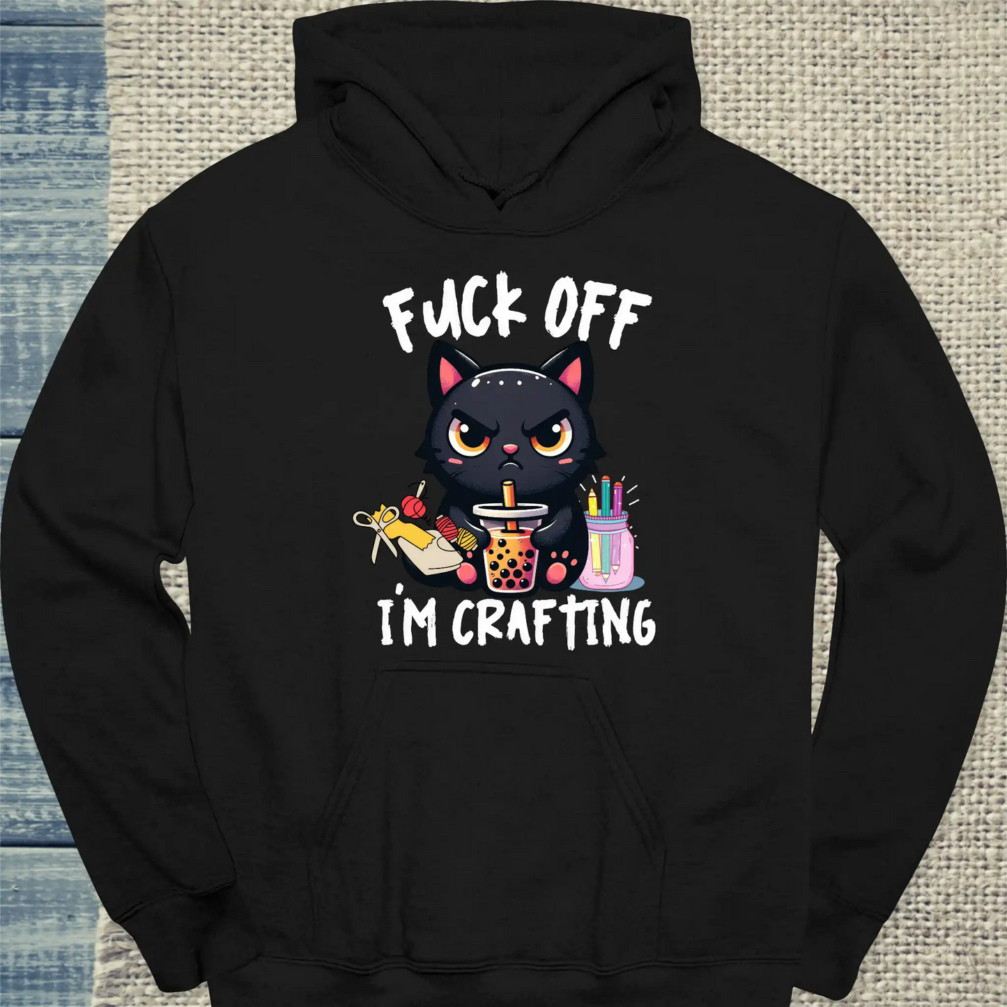 Hoodie - I am crafting - Unisex - Katze Schwarz