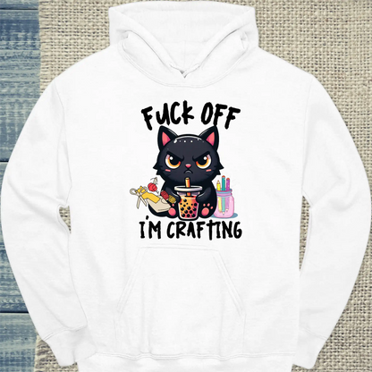 Hoodie - I am crafting - Unisex - Katze Weiß