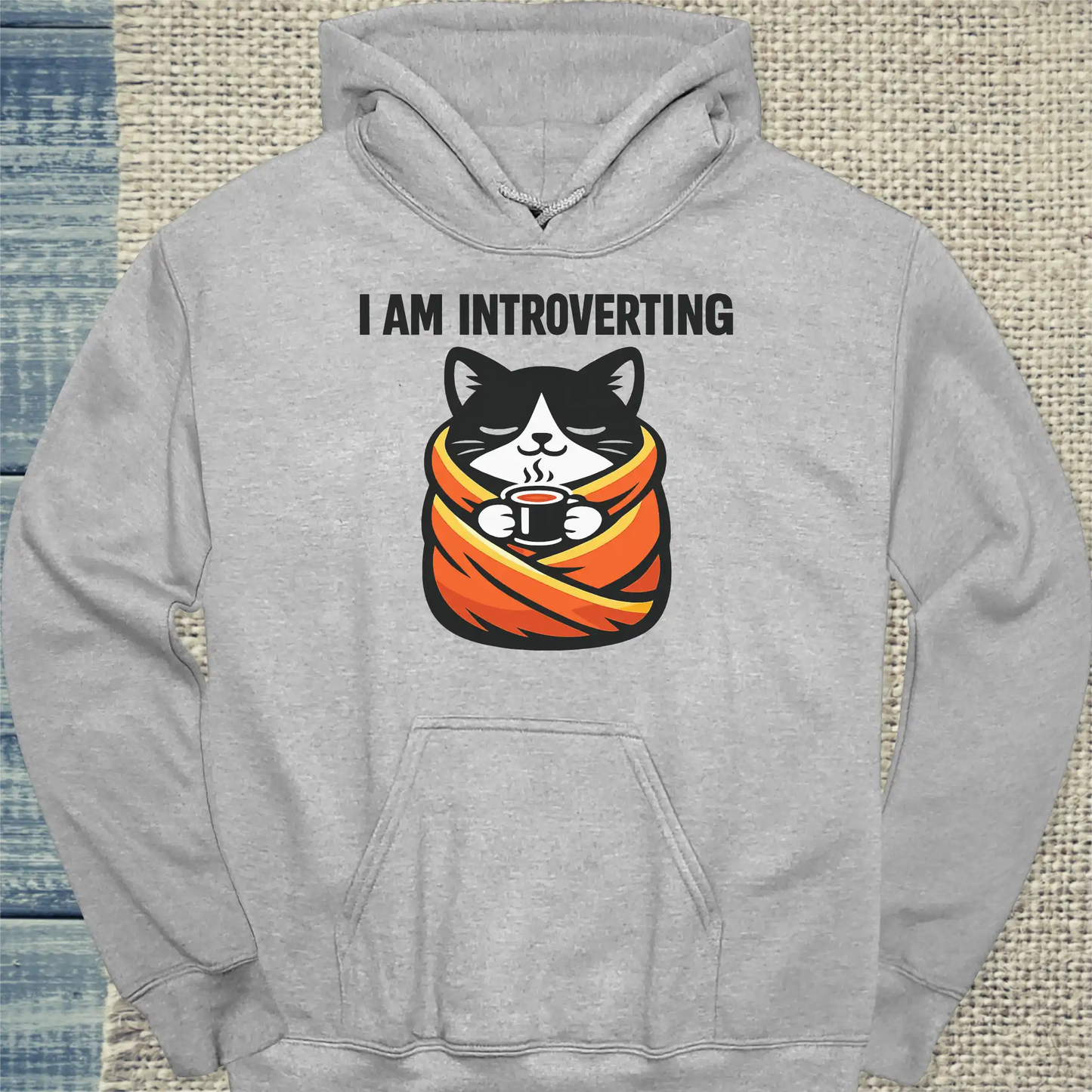 Hoodie - i am introverting - Unisex - Katze Grau