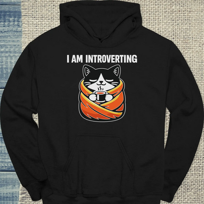 Hoodie - i am introverting - Unisex - Katze Schwarz