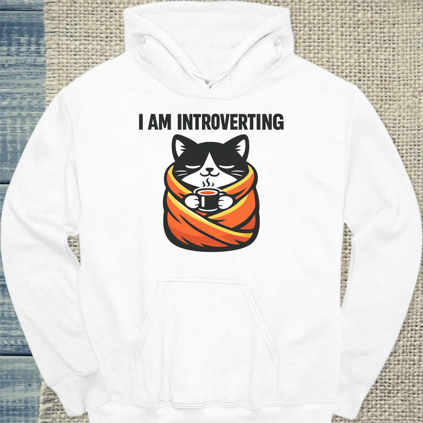 Hoodie - i am introverting - Unisex - Katze Weiß