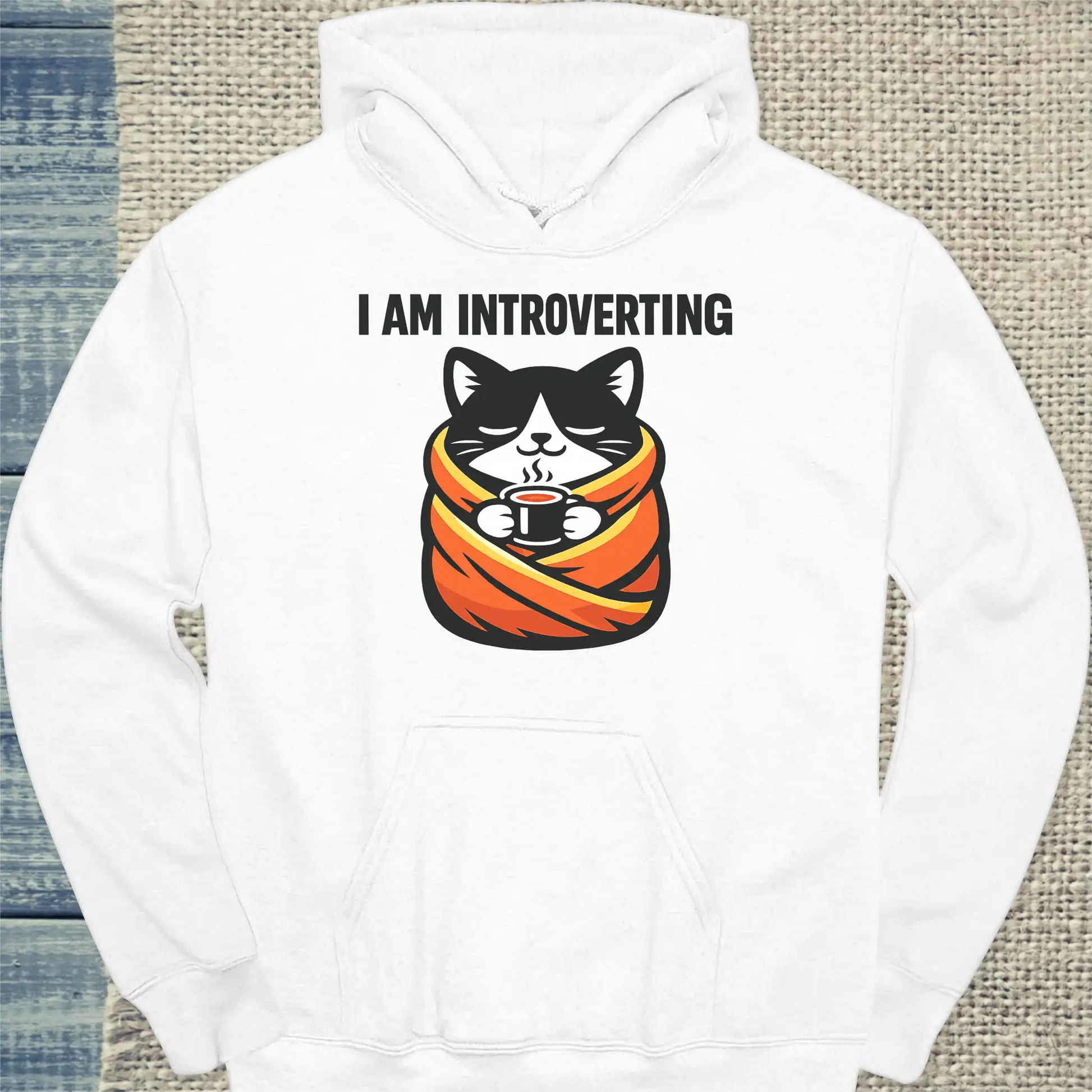 Hoodie - i am introverting - Unisex - Katze Weiß