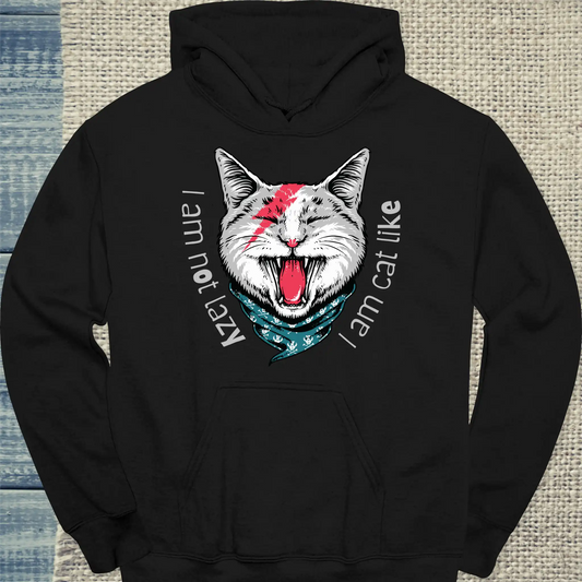 Hoodie - I am not lazy, I am cat like - Unisex - Katze, Cat Guy Schwarz