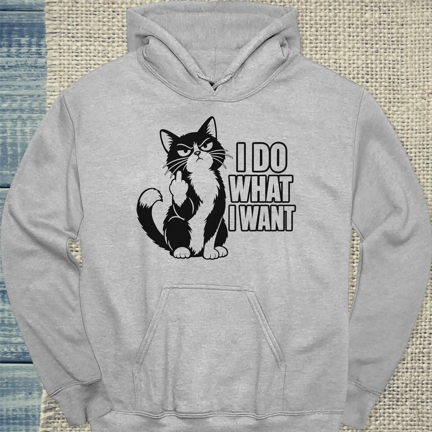 Hoodie - I do what I want 2 - Unisex - Katze Grau