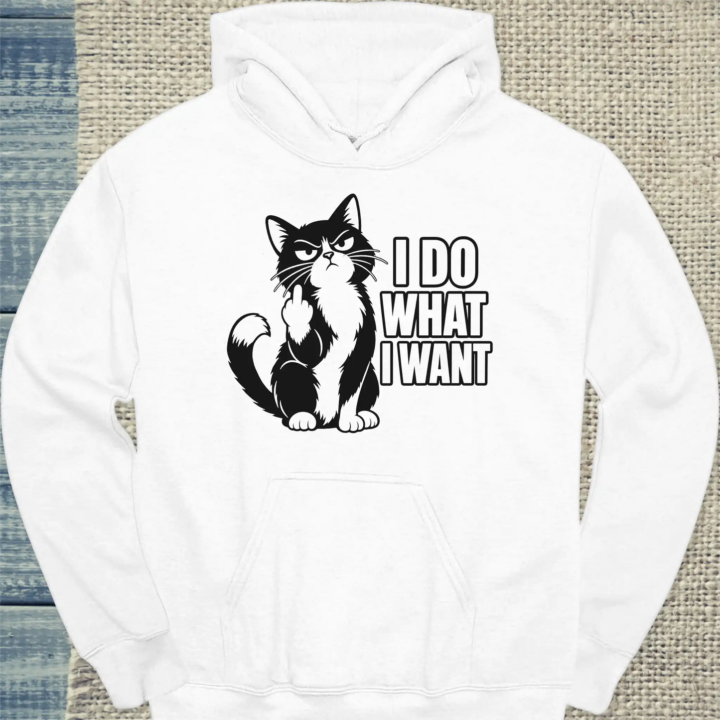 Hoodie - I do what I want 2 - Unisex - Katze Weiß