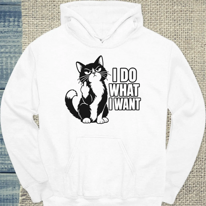Hoodie - I do what I want 2 - Unisex - Katze Weiß