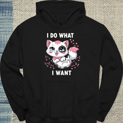 Hoodie - I do what I want - Unisex - Katze Schwarz