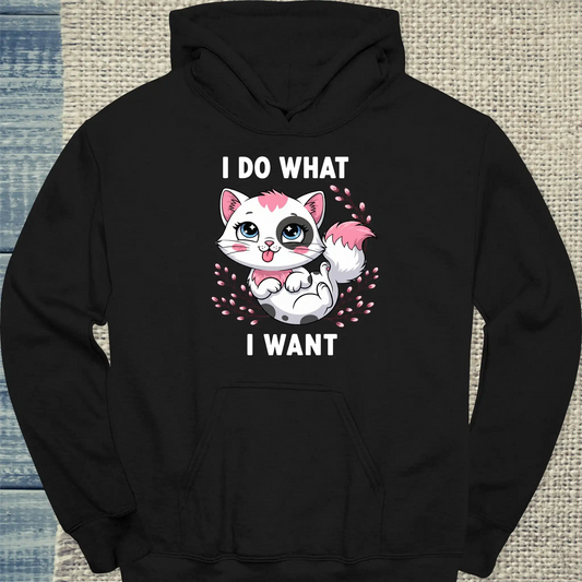 Hoodie - I do what I want - Unisex - Katze Schwarz